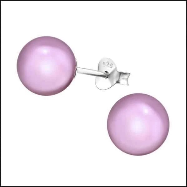 Zilveren Parel Oorbellen - Tijdloze Elegantie - 8mm / Lila -