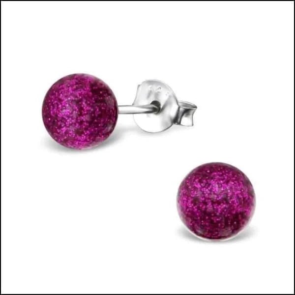 Zilveren Parel Oorbellen - Tijdloze Elegantie - 6mm / Fuchsia Roze Glitter -