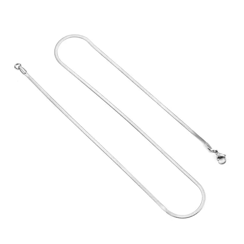 Platte Slangenketting Zilverkleurig Staal &acirc;&euro;&ldquo; Elegante Snake Chain RVS - 2mm / 55cm