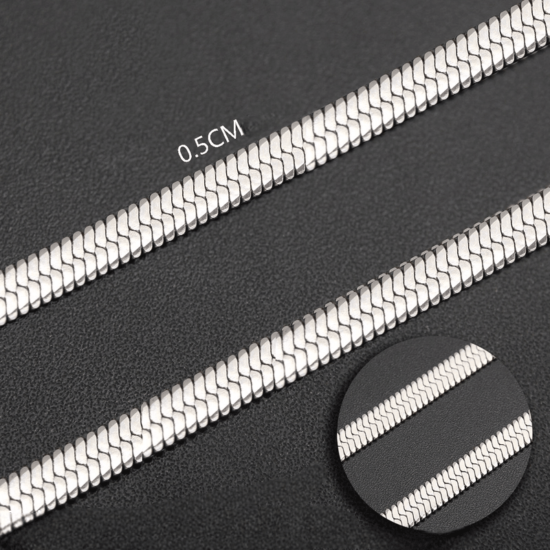 Platte Slangenketting Zilverkleurig Staal &acirc;&euro;&ldquo; Elegante Snake Chain RVS - 5mm / 40cm