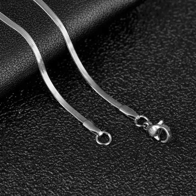 Platte Slangenketting Zilverkleurig Staal &acirc;&euro;&ldquo; Elegante Snake Chain RVS - 3mm / 45cm