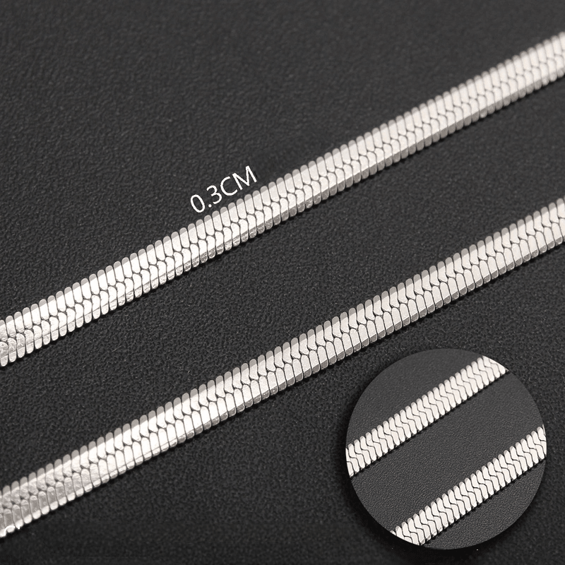 Platte Slangenketting Zilverkleurig Staal &acirc;&euro;&ldquo; Elegante Snake Chain RVS - 3mm / 70cm