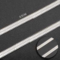 Platte Slangenketting Zilverkleurig Staal &acirc;&euro;&ldquo; Elegante Snake Chain RVS - 5mm / 50cm