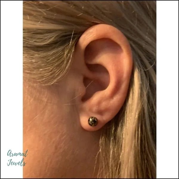 Leuke Ronde Spetter Oorbellen - 8mm / Paars-Goudkleur -
