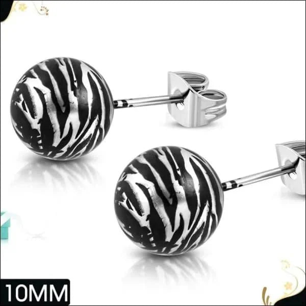 Leuke Ronde Spetter Oorbellen - 10mm / Zwart-Zilverkleurig -