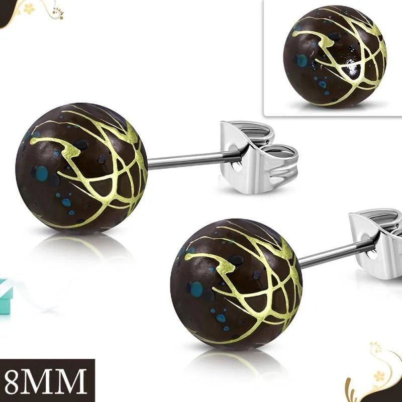 Leuke Ronde Spetter Oorbellen - 10mm / Zwart-Zilverkleurig -