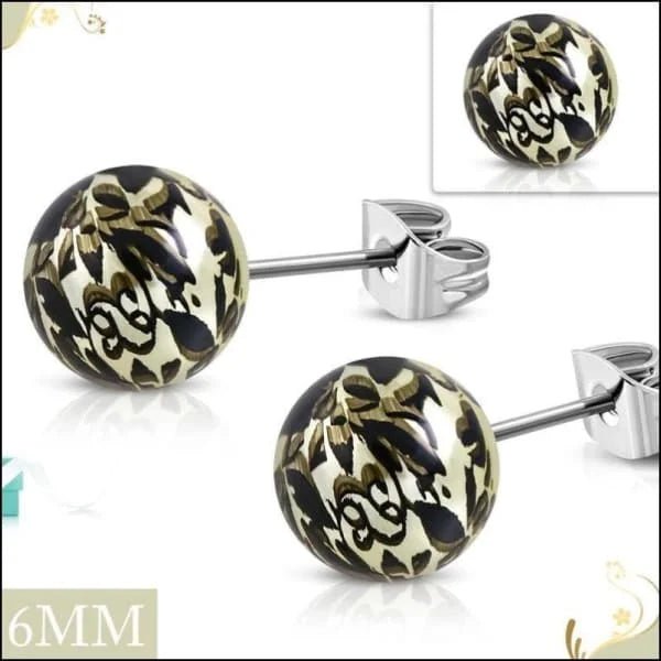Leuke Ronde Spetter Oorbellen - 10mm / Zwart-Zilverkleurig -