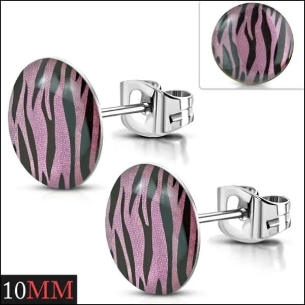 Trendy Zebra Print Oorbellen - Paars/Zwart-10mm -