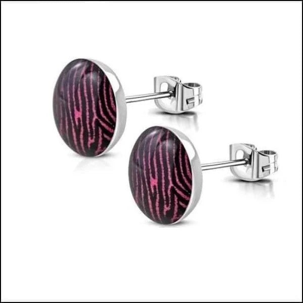 Trendy Zebra Print Oorbellen - Paars/Zwart-10mm -