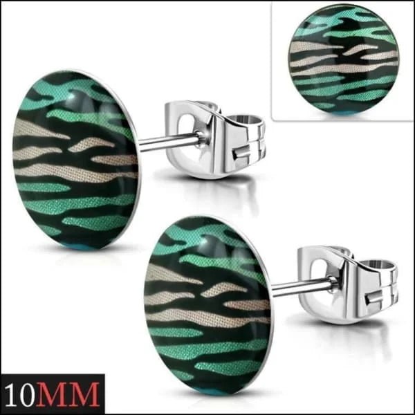 Trendy Zebra Print Oorbellen - Paars/Zwart-10mm -