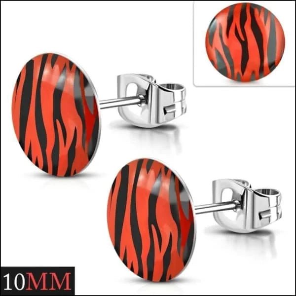 Trendy Zebra Print Oorbellen - Rood/Zwart-10mm -