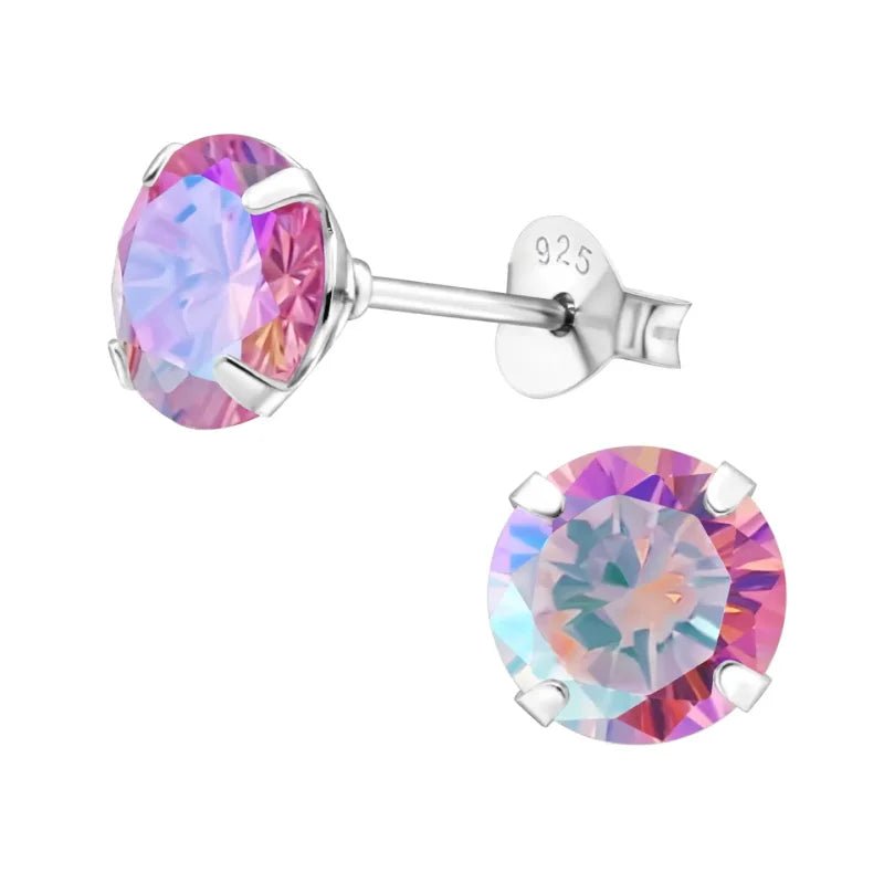 Ronde Kristal Oorbellen zilver - Lila -