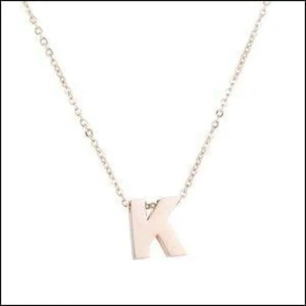 Ros&Atilde;&copy;kleurige Initiaal Ketting RVS &acirc;&euro;&ldquo; 45cm Gepersonaliseerde Letter Ke