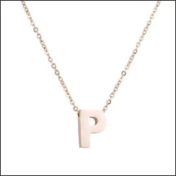 Ros&Atilde;&copy;kleurige Initiaal Ketting RVS &acirc;&euro;&ldquo; 45cm Gepersonaliseerde Letter Ke