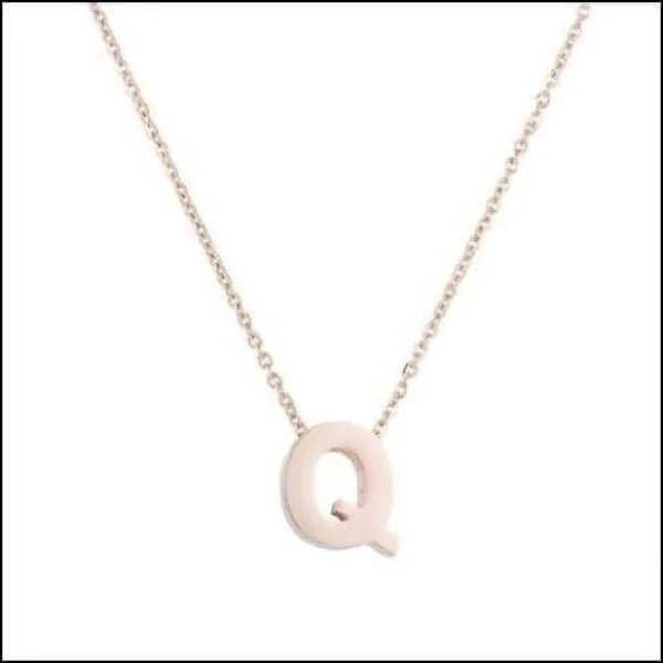 Ros&Atilde;&copy;kleurige Initiaal Ketting RVS &acirc;&euro;&ldquo; 45cm Gepersonaliseerde Letter Ke