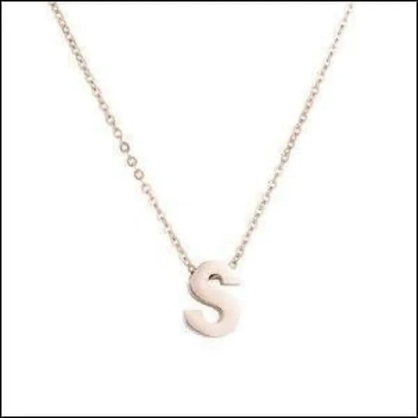 Ros&Atilde;&copy;kleurige Initiaal Ketting RVS &acirc;&euro;&ldquo; 45cm Gepersonaliseerde Letter Ke