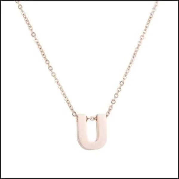 Ros&Atilde;&copy;kleurige Initiaal Ketting RVS &acirc;&euro;&ldquo; 45cm Gepersonaliseerde Letter Ke