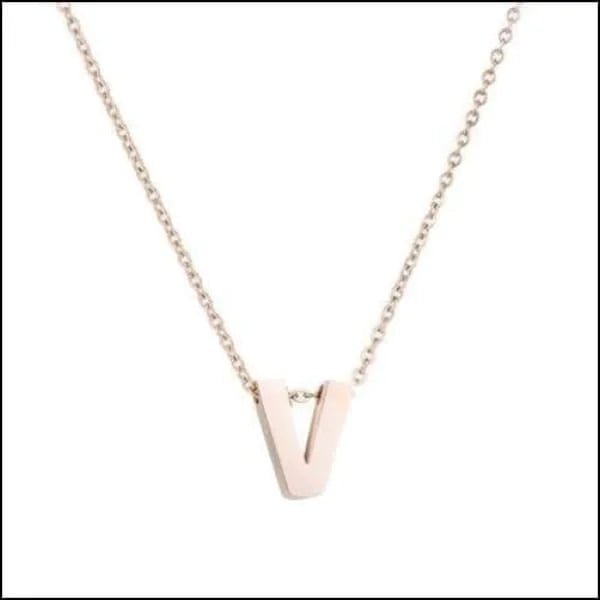 Ros&Atilde;&copy;kleurige Initiaal Ketting RVS &acirc;&euro;&ldquo; 45cm Gepersonaliseerde Letter Ke