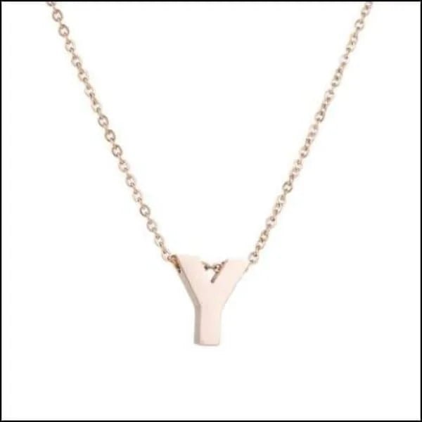 Ros&Atilde;&copy;kleurige Initiaal Ketting RVS &acirc;&euro;&ldquo; 45cm Gepersonaliseerde Letter Ke