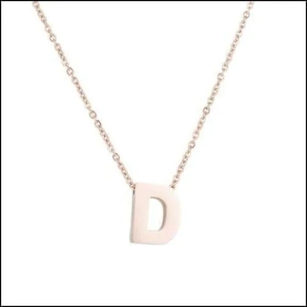 Ros&Atilde;&copy;kleurige Initiaal Ketting RVS &acirc;&euro;&ldquo; 45cm Gepersonaliseerde Letter Ke