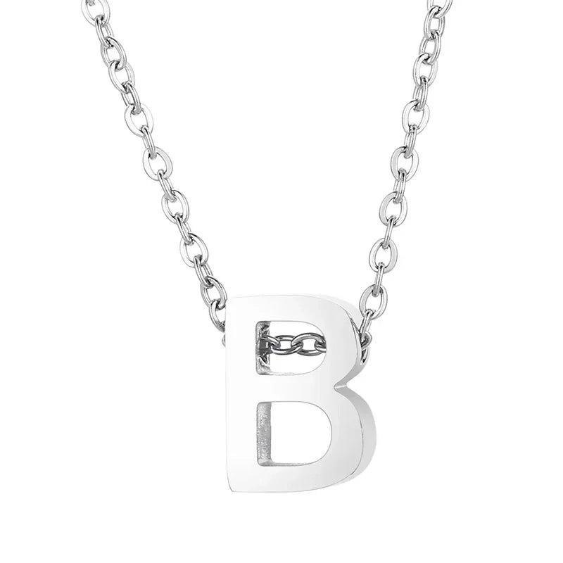 Stalen Initiaal Letterketting Vrouw &acirc;&euro;&ldquo; 45cm Zilverkleurig Gepersonaliseerd - B - D
