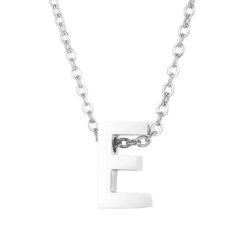 Stalen Initiaal Letterketting Vrouw &acirc;&euro;&ldquo; 45cm Zilverkleurig Gepersonaliseerd - E - D