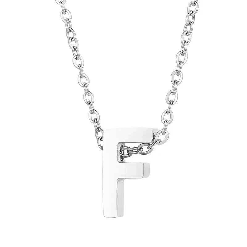 Stalen Initiaal Letterketting Vrouw &acirc;&euro;&ldquo; 45cm Zilverkleurig Gepersonaliseerd - F - D