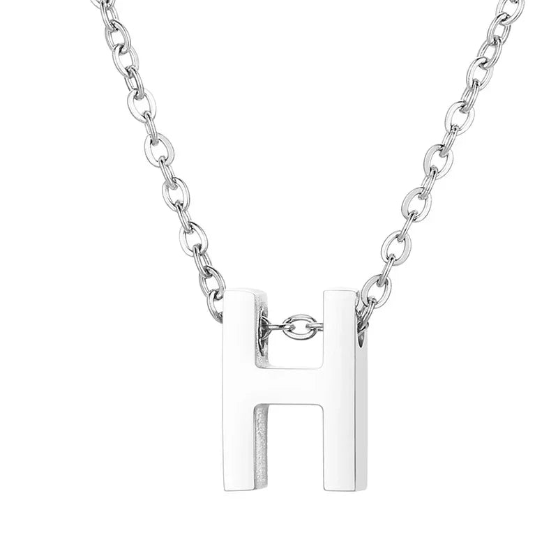 Stalen Initiaal Letterketting Vrouw &acirc;&euro;&ldquo; 45cm Zilverkleurig Gepersonaliseerd - H - D