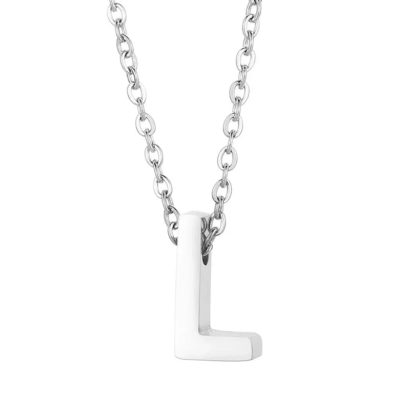 Stalen Initiaal Letterketting Vrouw &acirc;&euro;&ldquo; 45cm Zilverkleurig Gepersonaliseerd - L - D
