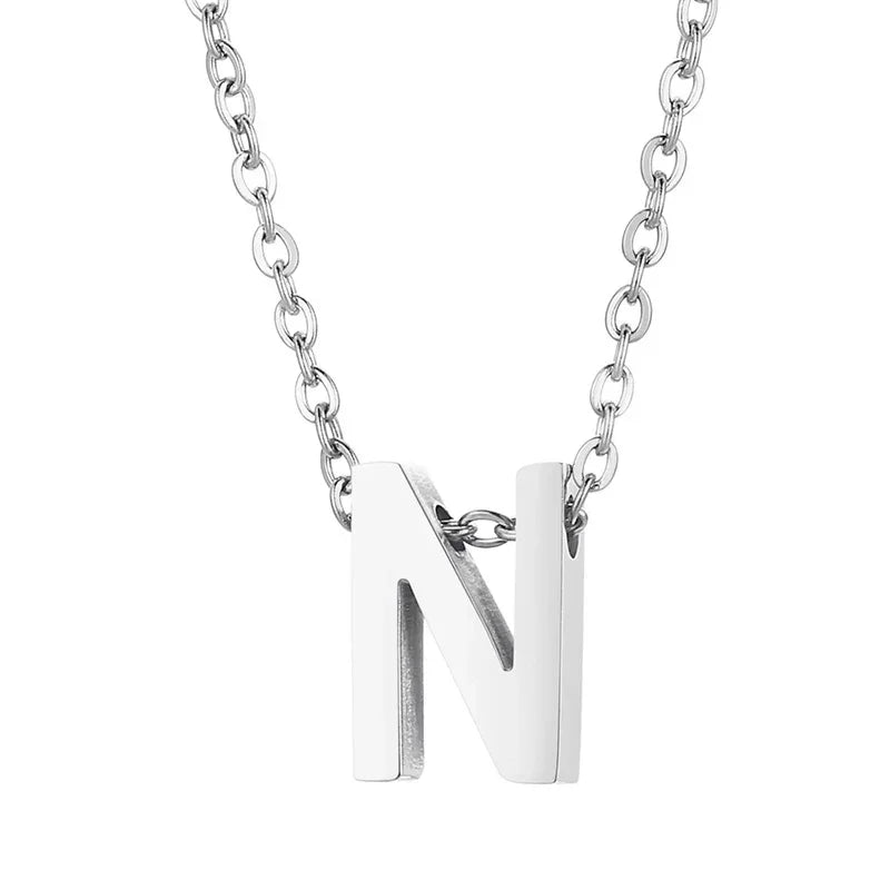 Stalen Initiaal Letterketting Vrouw &acirc;&euro;&ldquo; 45cm Zilverkleurig Gepersonaliseerd - N - D