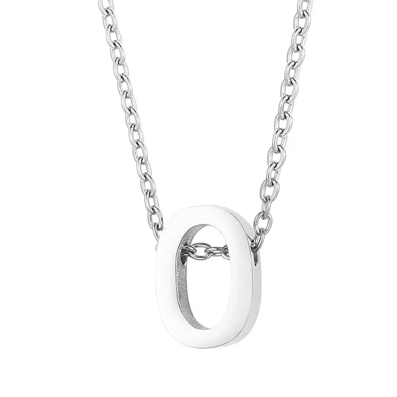 Stalen Initiaal Letterketting Vrouw &acirc;&euro;&ldquo; 45cm Zilverkleurig Gepersonaliseerd - O - D