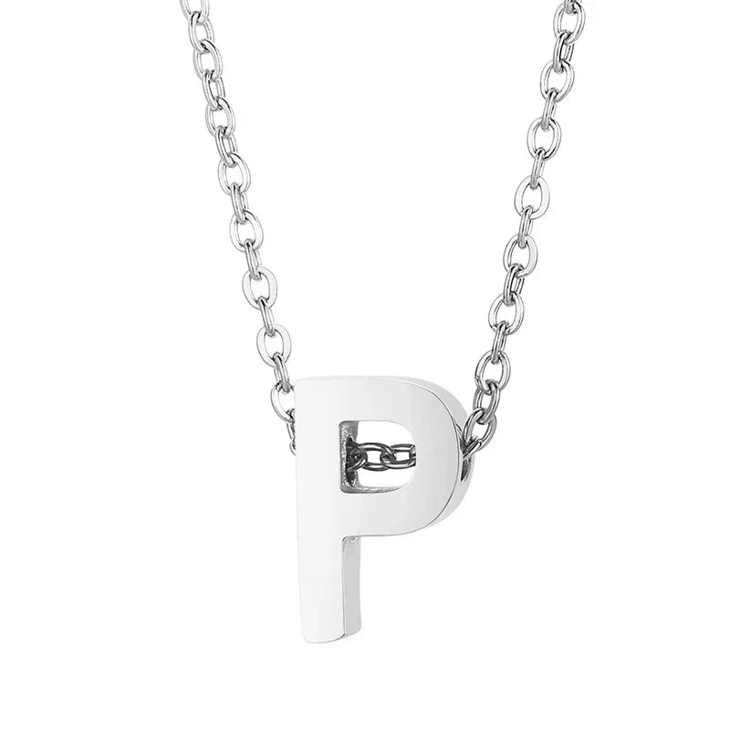 Stalen Initiaal Letterketting Vrouw &acirc;&euro;&ldquo; 45cm Zilverkleurig Gepersonaliseerd - P - D