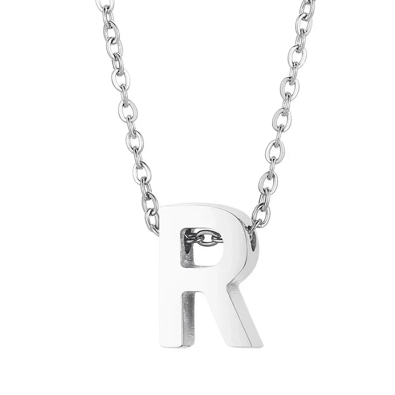 Stalen Initiaal Letterketting Vrouw &acirc;&euro;&ldquo; 45cm Zilverkleurig Gepersonaliseerd - R - D