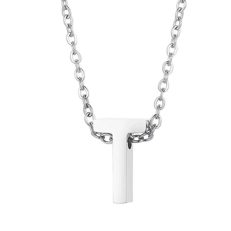 Stalen Initiaal Letterketting Vrouw &acirc;&euro;&ldquo; 45cm Zilverkleurig Gepersonaliseerd - T - D