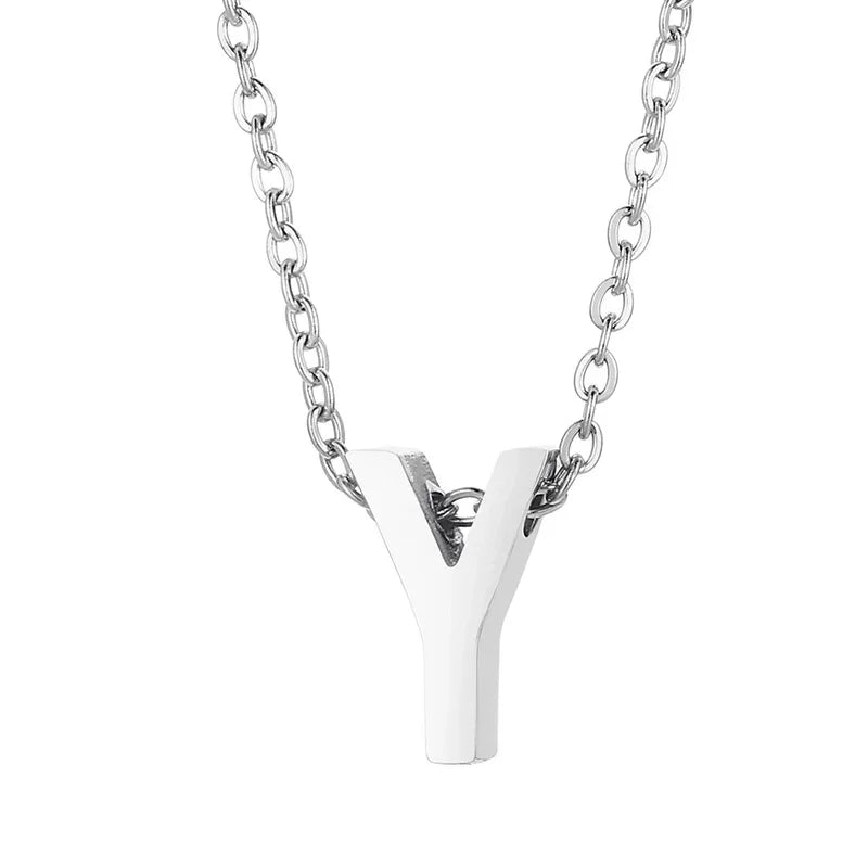 Stalen Initiaal Letterketting Vrouw &acirc;&euro;&ldquo; 45cm Zilverkleurig Gepersonaliseerd - Y - D