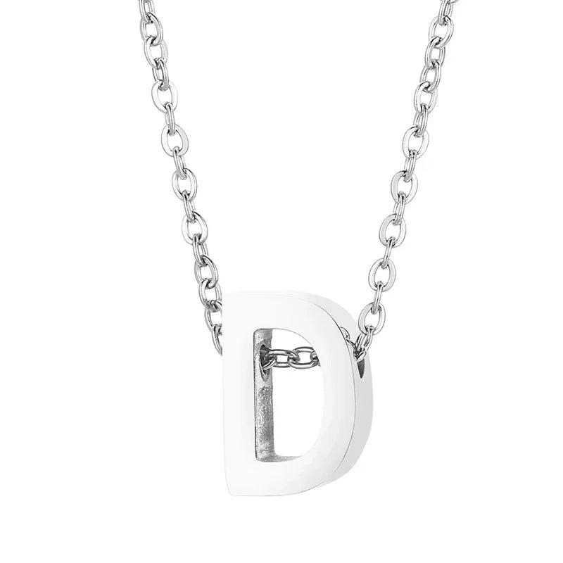 Stalen Initiaal Letterketting Vrouw &acirc;&euro;&ldquo; 45cm Zilverkleurig Gepersonaliseerd - D - D