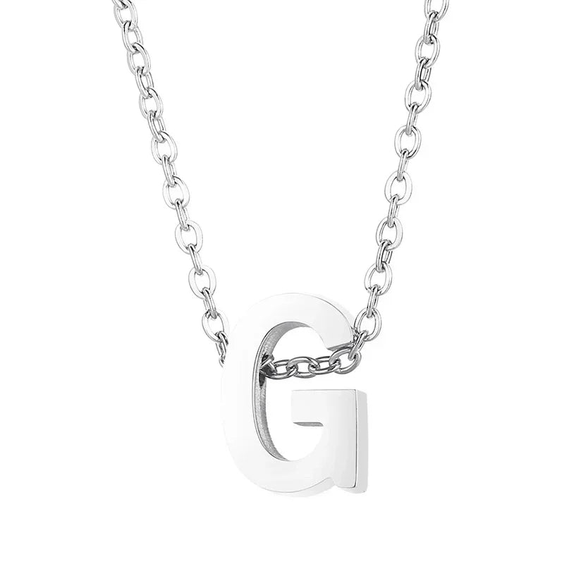 Stalen Initiaal Letterketting Vrouw &acirc;&euro;&ldquo; 45cm Zilverkleurig Gepersonaliseerd - G - D
