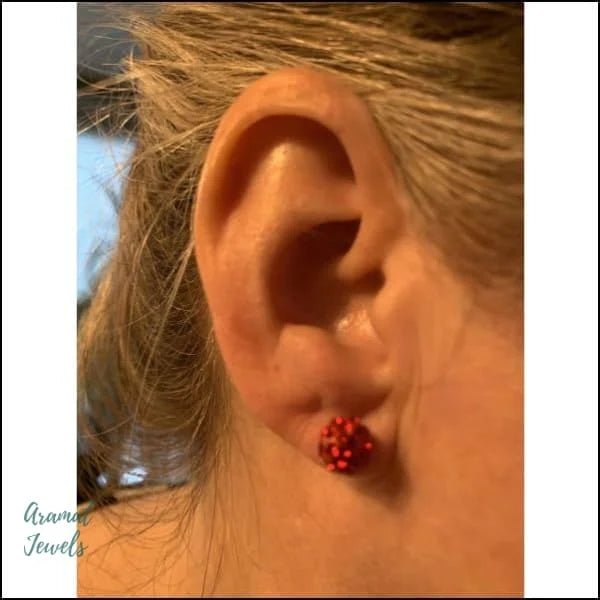 Shamballa Oorbellen Kristallen 8mm Diverse Kleuren - Luxe Oorstekers - 8mm / Rood -