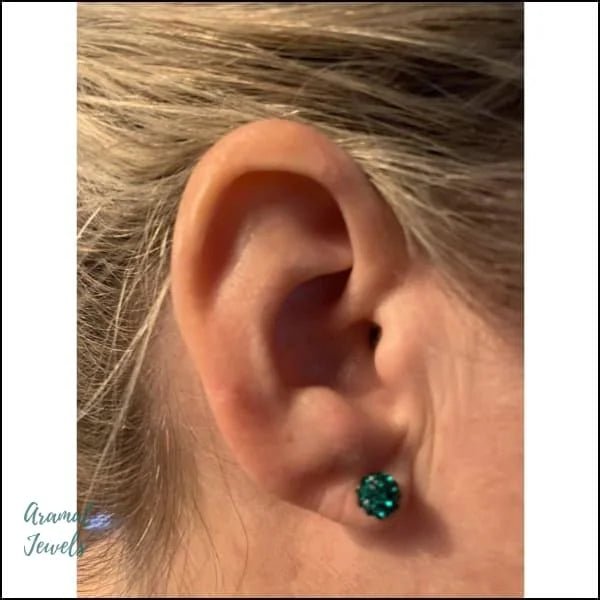 Shamballa Oorbellen Kristallen 8mm Diverse Kleuren - Luxe Oorstekers - 6mm / Groen/Roze -