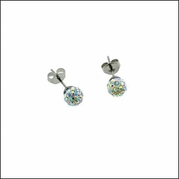 Shamballa Oorbellen Kristallen 8mm Diverse Kleuren - Luxe Oorstekers - 6mm / AB Transparant -