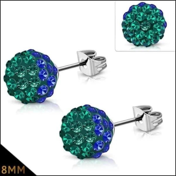 Shamballa Oorbellen Kristallen 8mm Diverse Kleuren - Luxe Oorstekers - 6mm / Licht Groen -