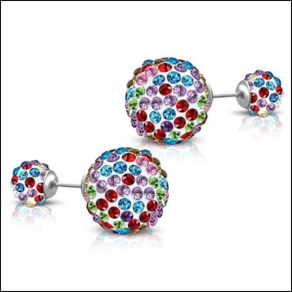 Stalen Dubbele Oorbellen - Shamballa Multikleur -