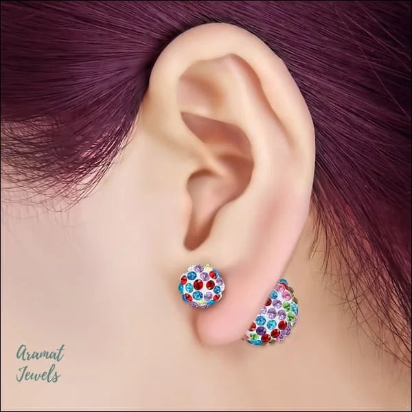 Stalen Dubbele Oorbellen - Shamballa Multikleur -