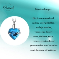 Turquoise Stalen Ashanger Hart &acirc;&euro;&ldquo; RVS Gedenksieraad Zonder Ketting - Unisex
