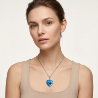 Turquoise Stalen Ashanger Hart &acirc;&euro;&ldquo; RVS Gedenksieraad Zonder Ketting - Unisex
