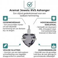 Stalen Ashanger Hart met Grote Steen &acirc;&euro;&ldquo; Hartvormig Gedenksieraad - Fel Roze - Unis