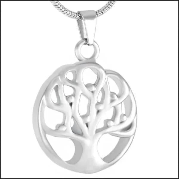 Stalen Ashanger Levensboom &acirc;&euro;&ldquo; Symbolisch Gedenksieraad Zilverkleurig - Opgewerkt-3