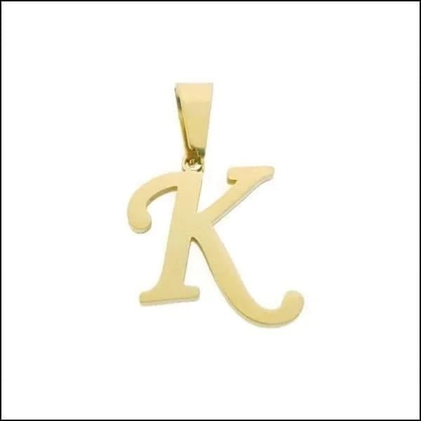 RVS Sierlijke Letter Hanger Initiaal Diverse Kleuren - Gepersonaliseerde Bedel - K - Unisex