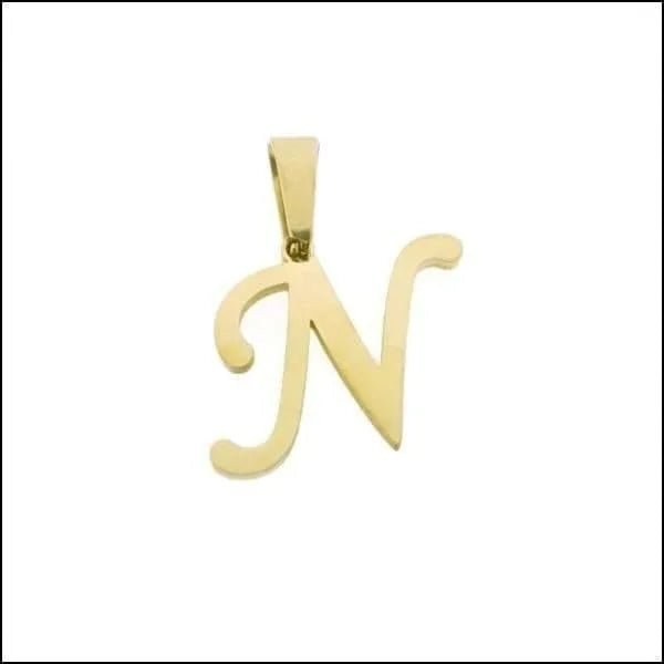 RVS Sierlijke Letter Hanger Initiaal Diverse Kleuren - Gepersonaliseerde Bedel - N - Unisex