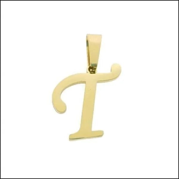 RVS Sierlijke Letter Hanger Initiaal Diverse Kleuren - Gepersonaliseerde Bedel - T - Unisex
